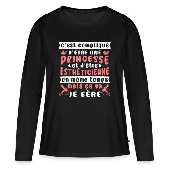 idée cadeau drôle pour une Estheticienne,humour - T-shirt manches longues Premium bio Femme - noir - Devant - Julia (174cm)
