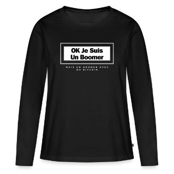 OK JE SUIS UN BOOMER MAIS UN BOOMER AVEC DU BTC - T-shirt manches longues Premium bio Femme - noir - Devant - Julia (174cm)