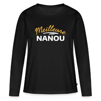 Lebendiges abstraktes Blumendesign - Frauen Premium Bio Langarmshirt - Schwarz - Vorne - Julia (174cm)