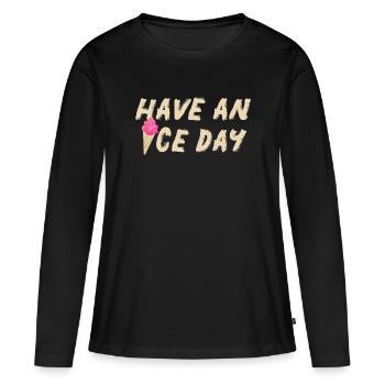 Crème glacée belle journée crème glacée glacier glacier salutation citations cool - T-shirt manches longues Premium bio Femme - noir - Devant - Julia (174cm)