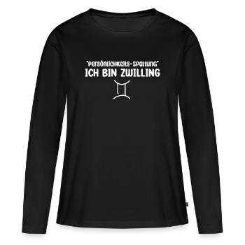 Ironique Gémeaux horoscope disant - T-shirt manches longues Premium bio Femme - noir - Devant - Julia (174cm)