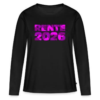 Pension 2026, Pension d’adieu - T-shirt manches longues Premium bio Femme - noir - Devant - Julia (174cm)