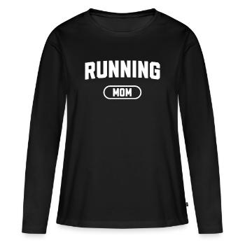 Maman Runing - T-shirt manches longues Premium bio Femme - noir - Devant - Julia (174cm)