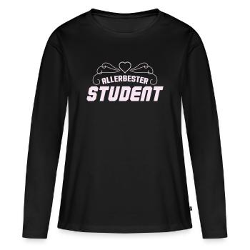 Allerbester Student Retro Badge - Frauen Premium Bio Langarmshirt - Schwarz - Vorne - Julia (174cm)