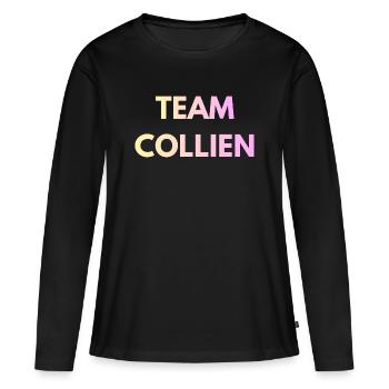 Texte du gradient de l’équipe Collien - T-shirt manches longues Premium bio Femme - noir - Devant - Julia (174cm)