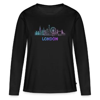 Horizon de la ville de Londres - T-shirt manches longues Premium bio Femme - noir - Devant - Julia (174cm)