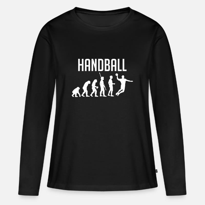 Handball Evolution - Frauen Premium Bio Langarmshirt - Schwarz