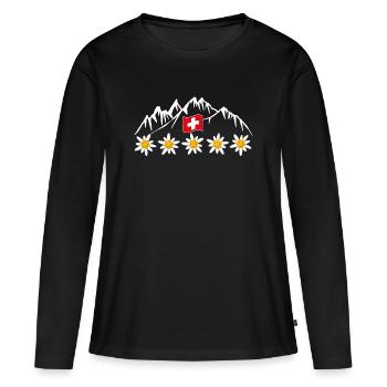 Schweiz, Berge, Gletscher, Urlaub - Frauen Premium Bio Langarmshirt - Schwarz - Vorne - Julia (174cm)