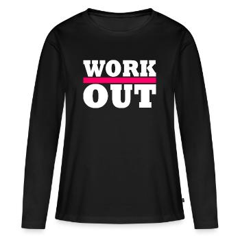 Faire des exercices - T-shirt manches longues Premium bio Femme - noir - Devant - Julia (174cm)