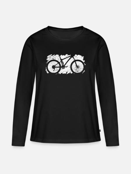 Pinselstrich Fahrrad Silhouette - Frauen Premium Bio Langarmshirt - Schwarz