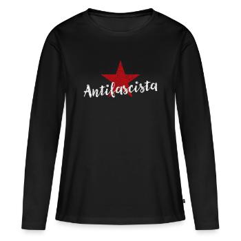 Antifasciste - T-shirt manches longues Premium bio Femme - noir - Devant - Julia (174cm)