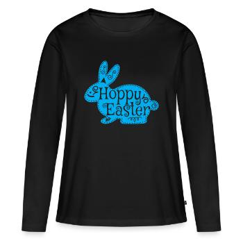 Pâques houblonnées Joyeuses Pâques - T-shirt manches longues Premium bio Femme - noir - Devant - Julia (174cm)