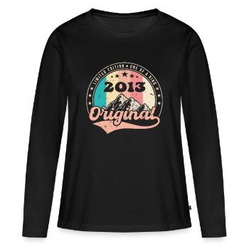 Geburtstagsgeschenk 2013 Frauen | Jahrgang 2013 - Frauen Premium Bio Langarmshirt - Schwarz - Vorne - Julia (174cm)