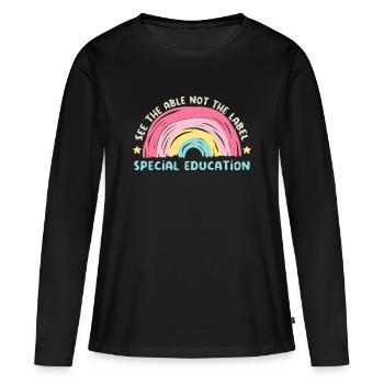See The Able Not The Label Special Education - T-shirt manches longues Premium bio Femme - noir - Devant - Julia (174cm)