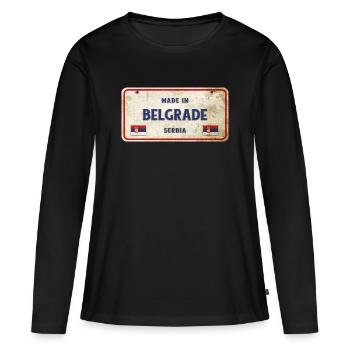 Panneau vintage Belgrade Serbia - T-shirt manches longues Premium bio Femme - noir - Devant - Julia (174cm)
