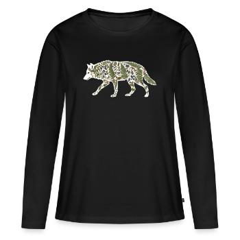Botanique du loup - T-shirt manches longues Premium bio Femme - noir - Devant - Julia (174cm)