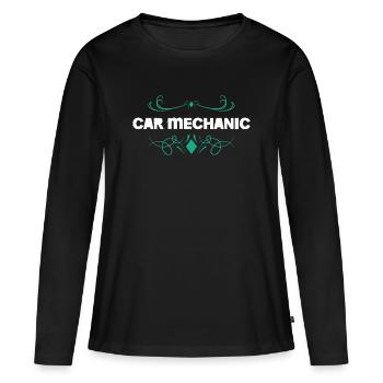 Kfz Mechaniker Ornament - Frauen Premium Bio Langarmshirt - Schwarz - Vorne - Julia (174cm)