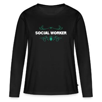 Sozialarbeiter Ornament-Design - Frauen Premium Bio Langarmshirt - Schwarz - Vorne - Julia (174cm)