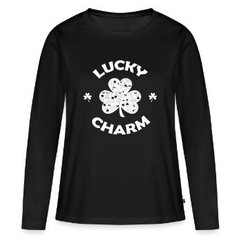 Lucky Charm st patrick's day - Women's Premium Organic Long Sleeve Shirt - black - Front - Julia (174cm)