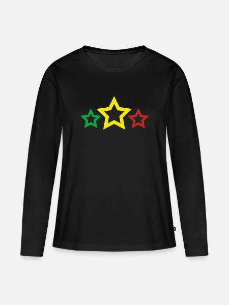 Jamstars - Reggae Colours - Frauen Premium Bio Langarmshirt - Schwarz