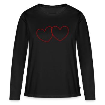Saint-Valentin, Saint-Valentin, Saint-Valentin - T-shirt manches longues Premium bio Femme - noir - Devant - Julia (174cm)