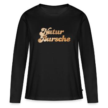 Naturbursche Handschrift Holz Maserung Outdoor Fan - Frauen Premium Bio Langarmshirt - Schwarz - Vorne - Julia (174cm)
