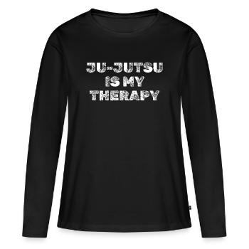 Ju-Jutsu Is My Therapy Grunge Design - Frauen Premium Bio Langarmshirt - Schwarz - Vorne - Julia (174cm)