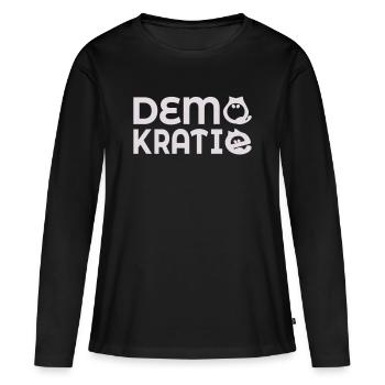 Démocratie des chats - T-shirt manches longues Premium bio Femme - noir - Devant - Julia (174cm)