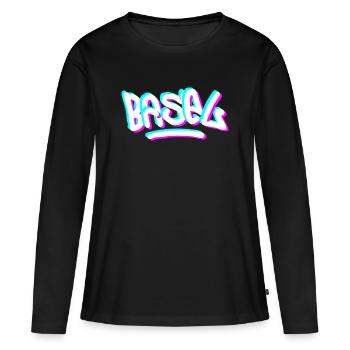 Graffiti de la journée de Bâle - T-shirt manches longues Premium bio Femme - noir - Devant - Julia (174cm)