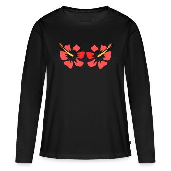 Fleur Rose Rose Fleur Fleurs Rose Rose Fleurs Rouges - T-shirt manches longues Premium bio Femme - noir - Devant - Julia (174cm)