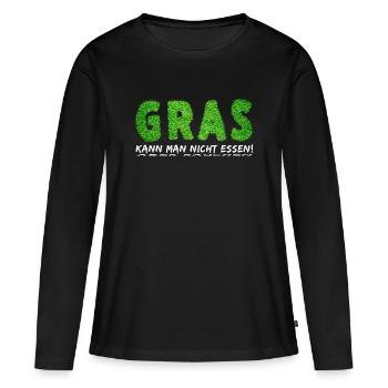 Gras kann man nicht esse! Aber rauchen - Frauen Premium Bio Langarmshirt - Schwarz - Vorne - Julia (174cm)