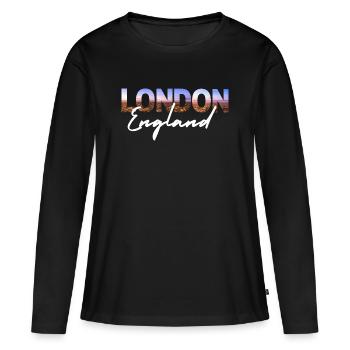London Skyline Script England - T-shirt manches longues Premium bio Femme - noir - Devant - Julia (174cm)