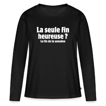 Arbeit, Arbeit, Wochenende - Frauen Premium Bio Langarmshirt - Schwarz - Vorne - Julia (174cm)
