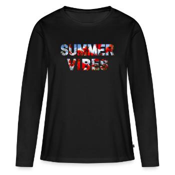 Summer Vibes Poppy - Women's Premium Organic Long Sleeve Shirt - black - Front - Julia (174cm)