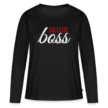 Design d’amour sincère en rouge et blanc - T-shirt manches longues Premium bio Femme - noir - Devant - Julia (174cm)