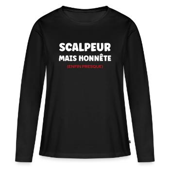 Scalpeur Honnête Presque - T-shirt manches longues Premium bio Femme - noir - Devant - Julia (174cm)