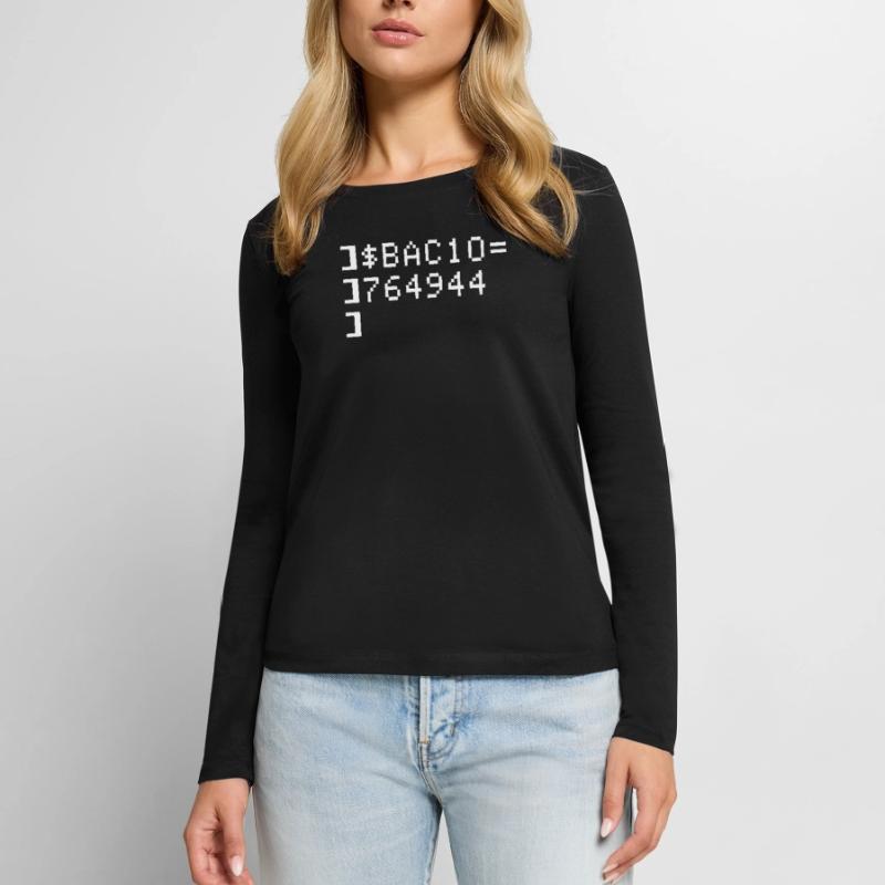 Bacio BAC10 8-bits Esadecimal Code Nerd Pixel Art T-shirt manches longues Premium bio Femme