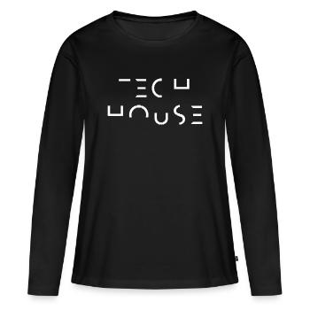 Tech House Music Rave Outfit Festival House Merch - T-shirt manches longues Premium bio Femme - noir - Devant - Julia (174cm)