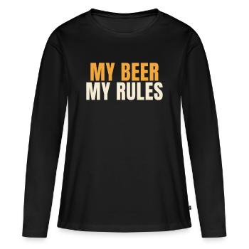 Ma bière Ma règle Bière Drôle Dit Chemise - T-shirt manches longues Premium bio Femme - noir - Devant - Julia (174cm)