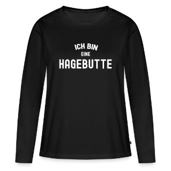 ICH BIN EINE HAGEBUTTE Karneval Kostüm Outfit  - Frauen Premium Bio Langarmshirt - Schwarz - Vorne - Julia (174cm)