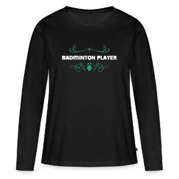 Badminton Player Ornament Design - Women's Premium Organic Long Sleeve Shirt - black - Front - Julia (174cm)