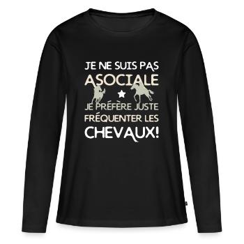 Je préfère les chevaux - T-shirt manches longues Premium bio Femme - noir - Devant - Julia (174cm)