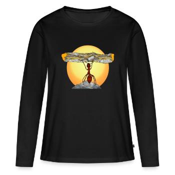 ne jamais abandonner - T-shirt manches longues Premium bio Femme - noir - Devant - Julia (174cm)