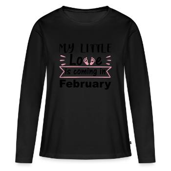 La naissance est une grossesse en février - T-shirt manches longues Premium bio Femme - noir - Devant - Julia (174cm)