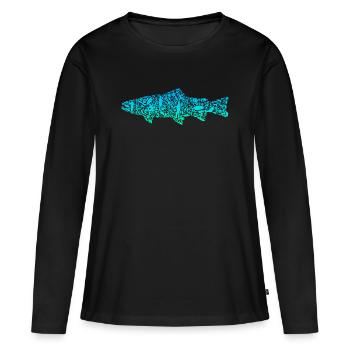 Pêche à la truite Poisson couleur Truite Pêcheur - T-shirt manches longues Premium bio Femme - noir - Devant - Julia (174cm)
