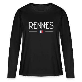 Rennes - Frauen Premium Bio Langarmshirt - Schwarz - Vorne - Julia (174cm)