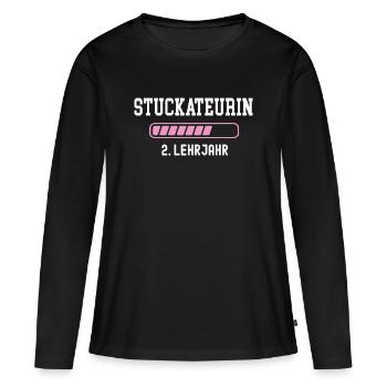 Formation de plâtrier 2ème année d'apprentissage deuxième année - T-shirt manches longues Premium bio Femme - noir - Devant - Julia (174cm)