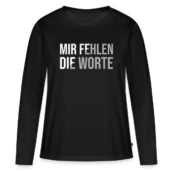 Mir fehlen die Worte - Frauen Premium Bio Langarmshirt - Schwarz - Vorne - Julia (174cm)