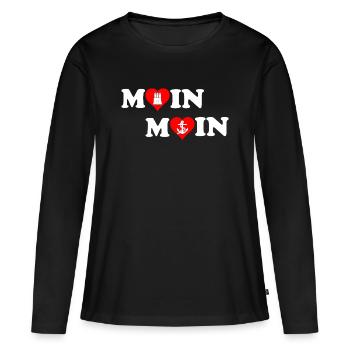 Moin Moin Heart pour Hambourg - T-shirt manches longues Premium bio Femme - noir - Devant - Julia (174cm)