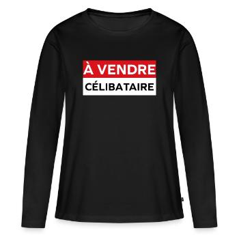 célibataire - T-shirt manches longues Premium bio Femme - noir - Devant - Julia (174cm)